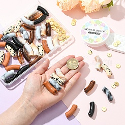 DIY ストレッチ ブレスレット キット  アクリルビーズ入り  真鍮ビーズ  弾性水晶の線  ミックスカラー  36x13.5x11.5mm  穴：4mm  6スタイル  8個/カラー  48pc&nbsp;DIY-YW0011-99