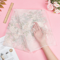 メッシュ刺繍レース生地  縫製のための縫製  服飾材料  花柄  ピンク  63インチ（1600mm）&nbsp;OCOR-WH0082-22