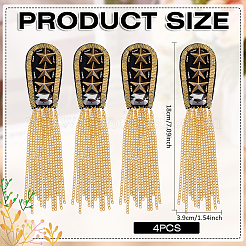 布と合金のタッセルエポレット  肩章  ブローチ付き  スター  ゴールドカラー  180x39x14mm&nbsp;AJEW-WH0410-181G