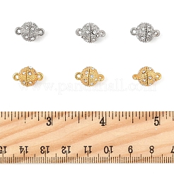 8 セット 2 色合金マグネットクラスプ  カン付き  ラインストーン付き  オーバル  ゴールデン＆シルバー  14x9mm  穴：1mm&nbsp;FIND-FS0003-55