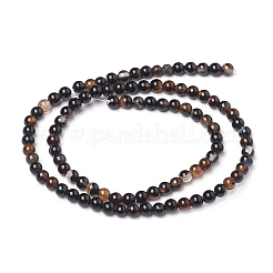 天然石黒瑪瑙ビーズ連売り  染め＆加熱  グレードB  ラウンド  4mm  穴：1.2mm  約96個/連  14.76インチ（37.5cm）&nbsp;X-G-L555-04-4mm