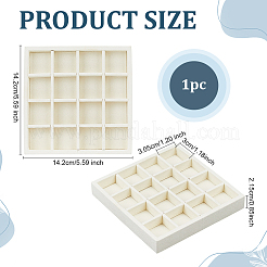 16グリッドマイクロファイバーディスプレイジュエリートレイ  正方形  淡黄色  14.2x14.2x2.15cm&nbsp;ODIS-WH0025-287B