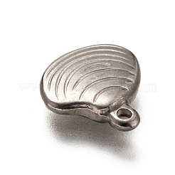 変色しない201ステンレススチールペンダント  シェル形状  ステンレス鋼色  14x13.5x3mm  穴：1.4mm&nbsp;LS-STAS-H125-21P