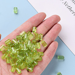 透明なアクリルビーズ  多面カット  ポリゴン  ライムグリーン  9x5mm  穴：1.8mm  約3496個/500g&nbsp;TACR-S154-27B-83