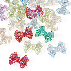 20 個の UV メッキ透明アクリルビーズ  虹色の  蝶結び  ミックスカラー  22x29x10mm  穴：2mm&nbsp;MACR-TA0002-36