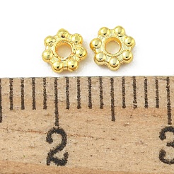 ラックメッキ亜鉛合金スペーサービーズ  長持ちメッキ  花  18KGP本金メッキ  4x1.5mm  穴：1.2mm&nbsp;FIND-T071-04G-A02