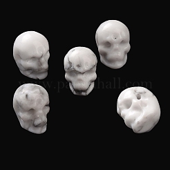 天然石ハウライトビーズ  ハロウィンの頭蓋骨  11~11.5x8.5~9x11~11.5mm  穴：0.9~1mm&nbsp;G-C038-01J