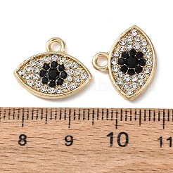 ラインストーン ペンダント付き合金  ナザールボンジュウのお守り  ゴールドカラー  14x17x2mm  穴：2mm&nbsp;FIND-Z111-01G