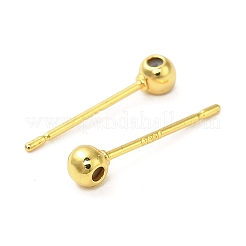 真鍮製スタッドピアスパーツ  ラウンド  18KGP本金メッキ  15.5x3.5x2.5mm  穴：0.6mm  ピン：0.7mm&nbsp;KK-B142-04A-G