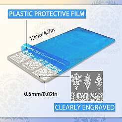 ステンレススチール製DIYネイルアートテンプレート3個  テンプレートツール  長方形  1袋入りプラスチックネイルアート画像テンプレート  シリコンシールスタンプ＆スクレーパー付き  混合図形  テンプレート：12x6cm  3個/セット&nbsp;AJEW-PH0006-50