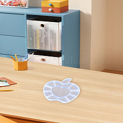 アップルプラスチックビーズ収納容器1個  12のコンパートメント  3枚の粘着白紙ステッカー付き  透明  16.5x15.5x2.5cm  1 PC&nbsp;CON-LP0001-31