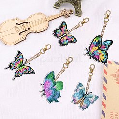 蝶のDIYダイヤモンドペインティングペンダントデコレーションキット  アクリル板入り  ペンダント装飾留め金  ビーズチェーン  ラインストーンバッグ  ダイヤモンド付箋  トレープレートと接着剤クレイ  ミックスカラー  70x50mm&nbsp;PW-WG10066-01