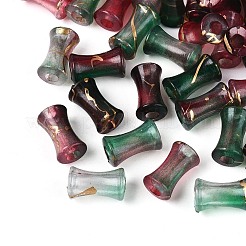 透明なアクリルビーズ  ドローベンチスタイル  竹の共同  グリッターパウダー付き  ブラウン  11.5~12x7mm  穴：3mm  約：3571個/ 500 G&nbsp;OACR-T030-19A-03