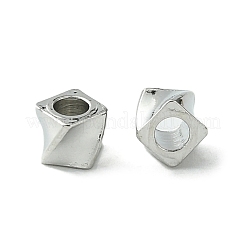 真鍮ビーズ  カドミウムフリー＆ニッケルフリー＆鉛フリー  正方形  プラチナメッキ  3x4x4mm  穴：1.8mm&nbsp;KK-D092-07P
