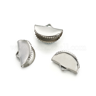 アイアン製カシメリボン止めエンドパーツ  プラチナ  8.5x13x6.5mm  穴：1.5x3mm  100個/袋&nbsp;IFIN-TAC001-06A-P-1