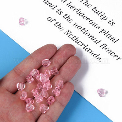 透明なアクリルビーズ  ハート  ピンク  8x8.5x5.5mm  穴：2.5mm  約2030個/500g&nbsp;MACR-S373-95-B07-1