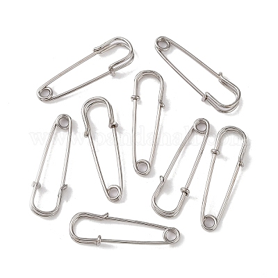 鉄のキルトピンは留め金のアクセサリー類のパーツをブローチ  プラチナ  40x13mm  ピン：1.5mm&nbsp;IFIN-R191-40mm-1