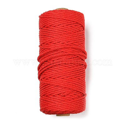 工芸品の編み物用の綿糸  クリムゾン  3mm  約109.36ヤード（100m）/ロール&nbsp;KNIT-PW0001-01-05-1