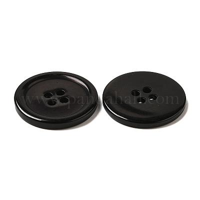 樹脂ボタン  染め  フラットラウンド  ブラック  30x3mm  穴：3mm  98個/袋&nbsp;RESI-D030-30mm-02-1