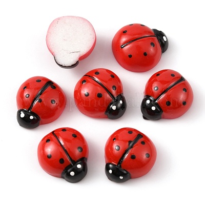 オペーク樹脂カボション  てんとう虫  レッド  14.5~15x13~13.5x7mm&nbsp;FIND-WH0044-13A-1