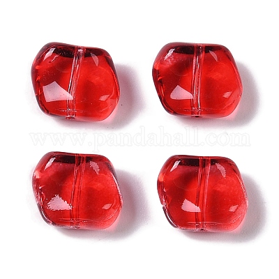 透明ガラスビーズ  ナゲット  レッド  8x9.5x5mm  穴：0.8mm&nbsp;GLAA-S202-07B-1