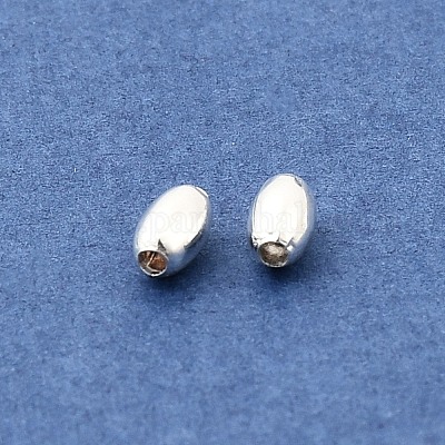 真鍮ビーズ  ライス  銀  5.5x3.5mm  穴：1mm&nbsp;KK-P344-07S-1