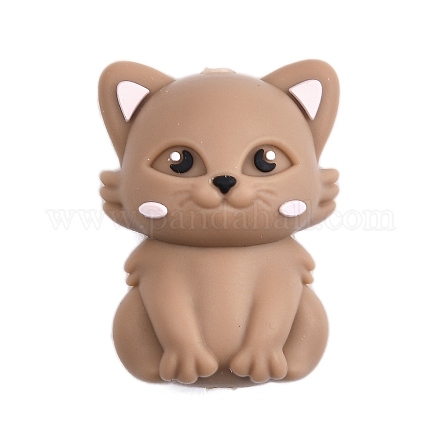 シリコンビーズ  猫の形  キャメル  28x20.5x16.5mm  穴：2mm&nbsp;SIL-S010-04D-1
