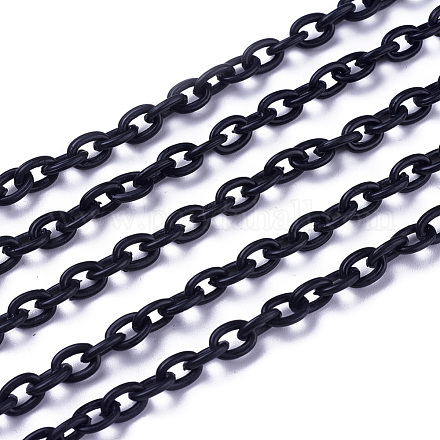 ABSプラスチックアズキチェーン  オーバル  ブラック  14.96インチ〜15.35インチ（38~39cm）  5.5~6mm&nbsp;X-KY-E007-03F-1