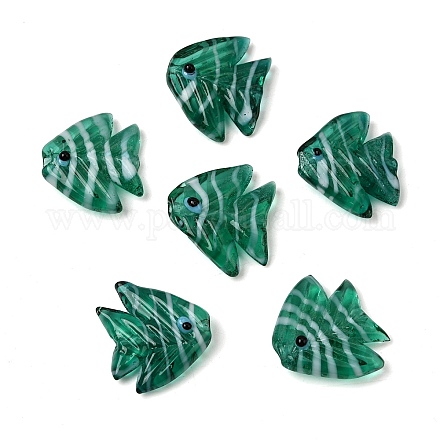 手作りランプワークビーズ  魚  シーグリーン  22.5~23x20~21.5x7.5~8.5mm  穴：1.6mm&nbsp;LAMP-H073-01H-1