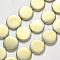 Shell Pearl Beads Strands, Spray Painted, Flat Round, Yellow Green, 20x3mm, Hole: 0.8mm, about 18pcs/Strand, 14.96 inch(38cm)