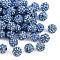 Polymer Clay Rhinestone Beads, Pave Disco Ball Beads, Grade A, Half Drilled, Round, Light Sapphire, PP9(1.5.~1.6mm), 6mm, Hole: 1.2mm