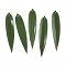 Plastic Big Pendants, Leaf, Dark Green, 58x11x2mm, Hole: 1mm