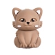 シリコンビーズ  猫の形  キャメル  28x20.5x16.5mm  穴：2mm&nbsp;SIL-S010-04D-1