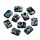 天然アワビシェル/パウアシェルビーズ  長方形  カラフル  14.5x10.5x3.5mm  穴：1mm&nbsp;SSHEL-T014-11A-1