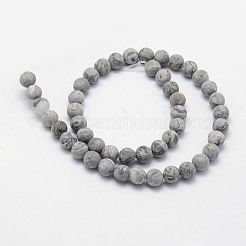 天然地図石/ピカソ石/ピカソジャスパービーズ連売り  艶消し  ラウンド  7.5~8mm  穴：1mm  約47個/連  15.3インチ（39cm）&nbsp;X-G-F518-16-8mm