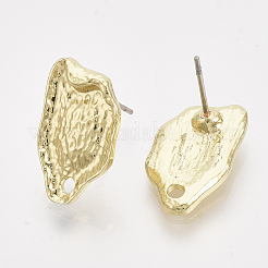 合金製スタッドピアスパーツ  スチールピンと穴付き  ライトゴールド  18x10.5mm  穴：1.8mm  ピン：0.7mm&nbsp;PALLOY-S121-124