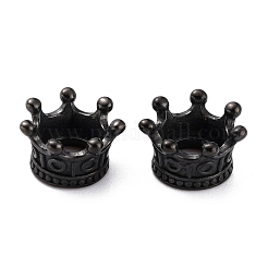 316サージカルステンレススチールヨーロピアンビーズ  大穴ビーズ  クラウン  電気泳動黒  6x11mm  穴：4.7mm&nbsp;STAS-B011-06EB