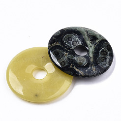 天然＆合成混合原石のペンダント  ドーナツ/円盤  ドーナツ幅：19~20mm  48~50x6~7mm  穴：10.5mm&nbsp;G-S364-073