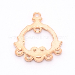 合金シャンデリアコネクターパーツ  ラウンド  ライトゴールド  29x23x3mm  穴：1.5mm&nbsp;PALLOY-WH0085-74
