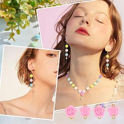 不透明アクリルビーズコネクターチャーム200個  ゴールデンアイアンダブルループ付き  花  ミックスカラー  15x12~12.5x7~7.5mm  穴：1.8mm&nbsp;FIND-HY0001-30