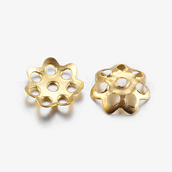 アイアン製ビーズキャップ  カドミウムフリー＆鉛フリー  花  マルチ花弁  ゴールドカラー  6x1mm  穴：1mm&nbsp;IFIN-R197-G