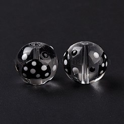 エナメルビーズ付きガラス  キノコで丸く  ブラック  11.5mm  穴：1.5mm&nbsp;LS-LAMP-P058-01H