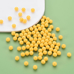 不透明なアクリルビーズ  穴がない  ラウンド  きいろ  4mm  約1400個/50g&nbsp;X-MACR-S373-62A-03