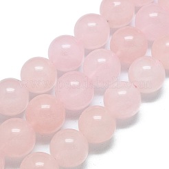 天然石ローズクォーツビーズ連売り  ラウンド  13.5~14mm  穴：1.2mm  約27~28個/連  15.16''~15.24''（38.5~38.7センチメートル）&nbsp;G-D356-C02-14mm