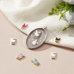 30色の合金製クリアラインストーンカボション6個  エナメル  ゴールドカラー  兎  ミックスカラー  11x7x3mm  5個/カラー&nbsp;FIND-OC0001-67