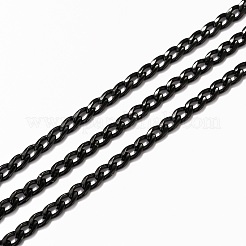 304ステンレススチールキューバチェーン  カーブチェーン  ツイストチェーン  溶接されていない  スプールで  イオンプレーティング（ip）  多面カット  電気泳動黒  5.5x3.8x1mm  約32.8フィート（10m）/ロール&nbsp;CHS-H009-33B