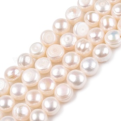 天然養殖淡水パールビーズ連売り  研磨両側  乳白色  7~8x7~9x4~6.5mm  穴：0.7mm  約46~47個/連  13.78~13.98''（35~35.5センチメートル）&nbsp;PEAR-N014-07J
