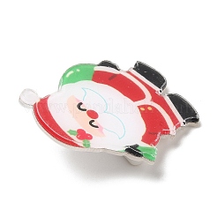クリスマステーマのアクリルブローチ  201ステンレスピン付き  サンタクロース  31.5x28x7mm&nbsp;JEWB-E024-01P-08