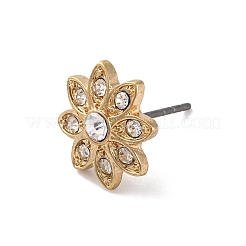 合金フラワースタッドピアス  ラインストーン付き  ゴールドカラー  12.5x12.5mm&nbsp;EJEW-M035-01G