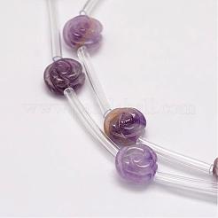 天然石アメジストビーズ  ローズ  14x12~13mm  穴：1mm&nbsp;G-O156-D-14